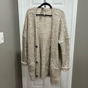 Free People Cream Cozy Cardigan with Snap Buttons